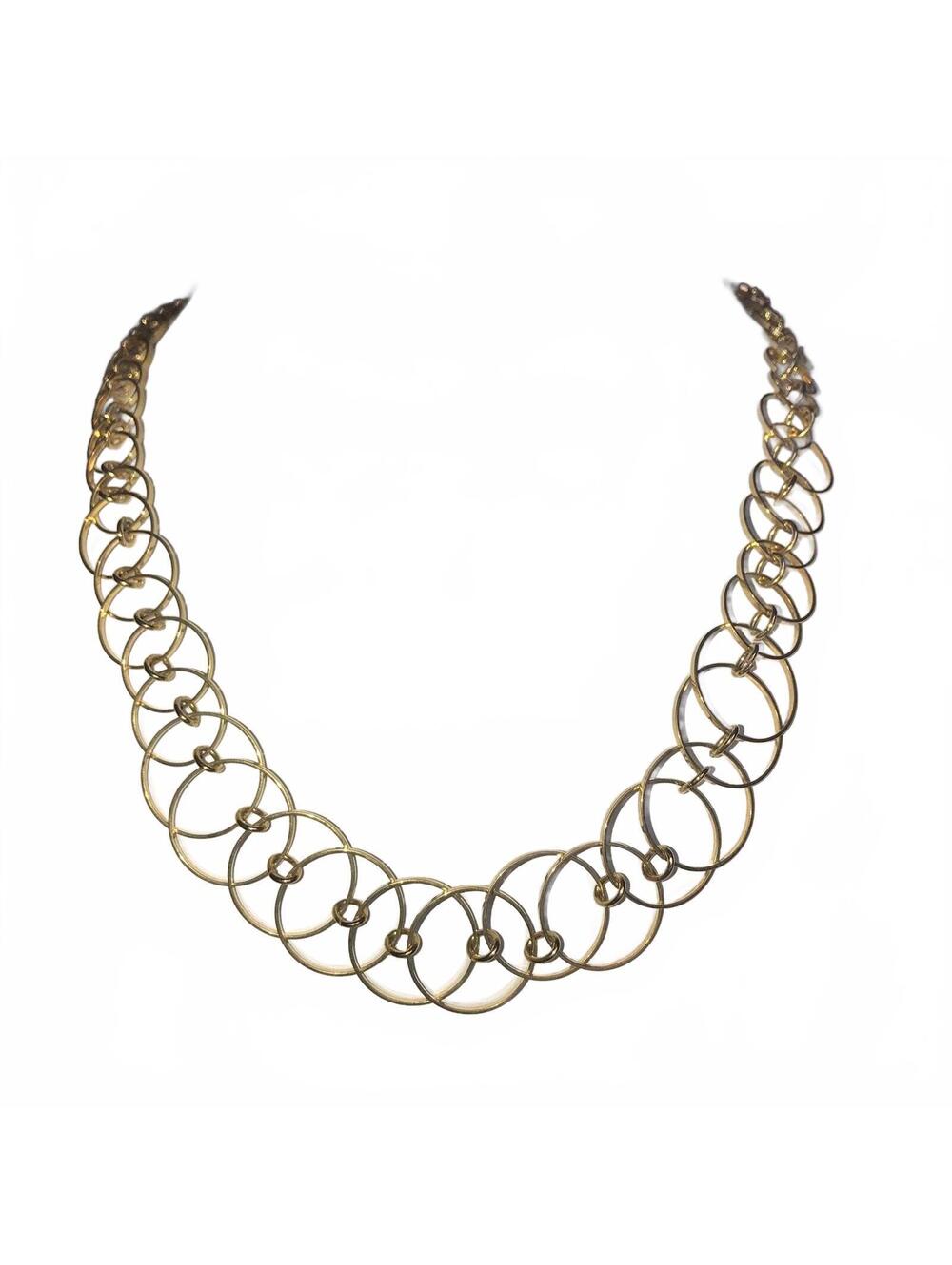 Vintage MCM Graduating Interlocking Gold Tone Hoop Necklace